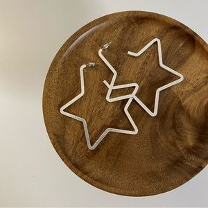 4/$15 Bold Sterling Silver Big Star Hoop Earrings